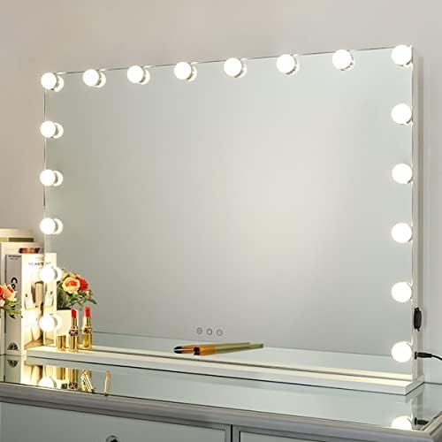 SHOWTIMEZ Vanity Mirror with Lights Large Lighted Makeup Mirror with 18 LED Bulbs, Tabletop or Wa... | Amazon (US)