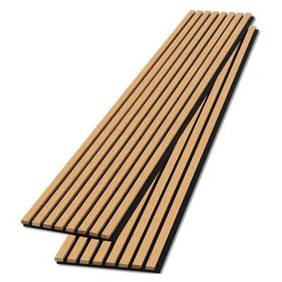 Soundproof Acoustic Wood Slat Wall Panels - 47.24” X 12” (4 Pack) - Noise Reducing Decorative Wall Panels For Home, Office, Studio | Wayfair North America
