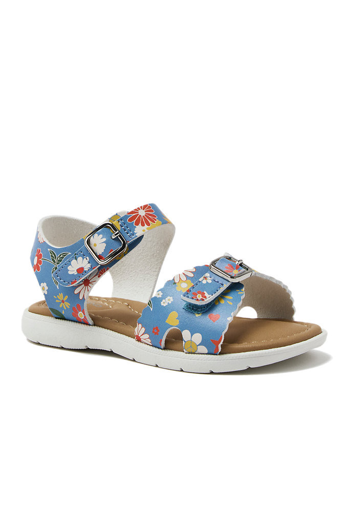 Toddlers Easy On Scalloped Sandals - Lands' End - Blue - 5C | Lands' End (US)