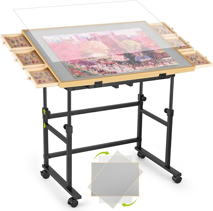 1500 Piece Rotating 4-Tilting-Angle Puzzle Table with Metal Lazy Susan | Amazon (US)