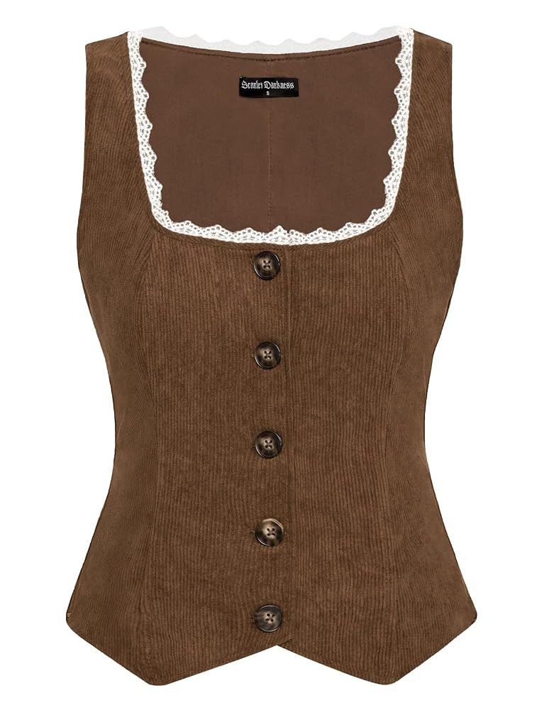 SCARLET DARKNESS Women Renaissance Corset Vest Vintage Corduroy Medival Waistcost | Amazon (UK)