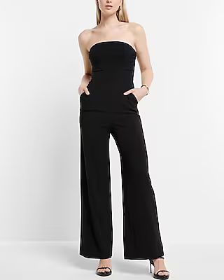 Strapless Pleated Wide Leg Jumpsuit | Express