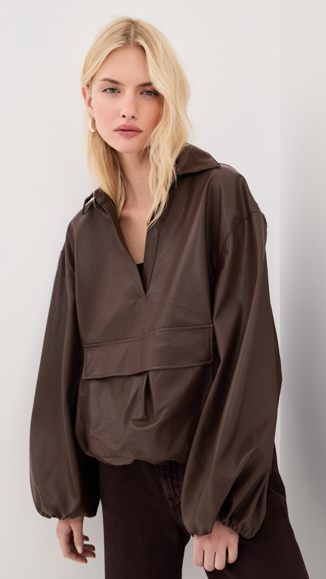 Pippa Faux Leather Pullover with Front Pocket | Shopbop