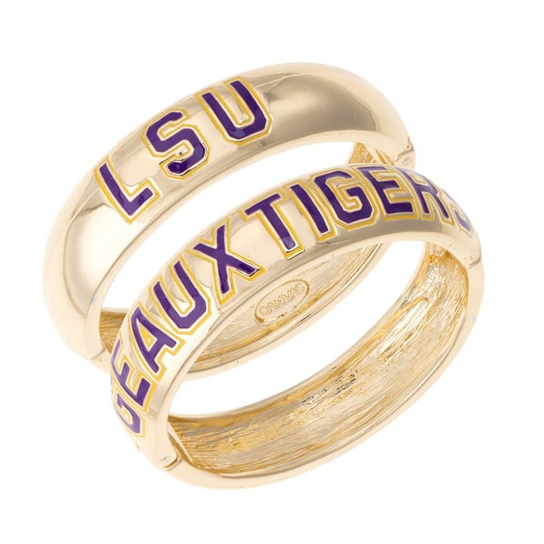 LSU Tigers CANVAS Style Women's Chunky Hinge Bangle Two-Piece Set | Fanatics