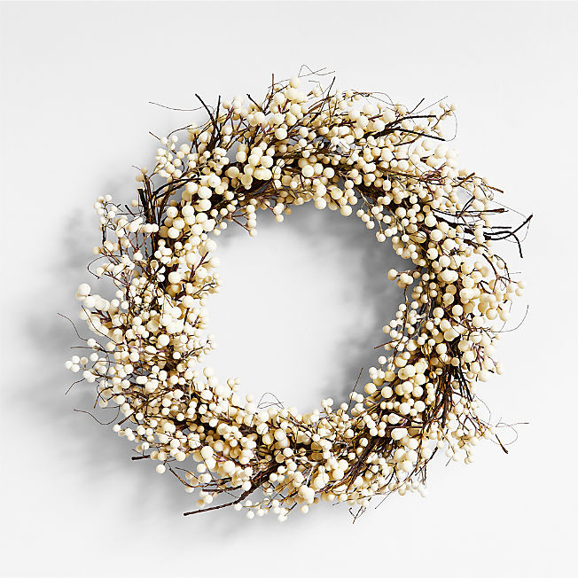 Faux White Ilex Berry Wreath 30" + Reviews | Crate & Barrel | Crate & Barrel