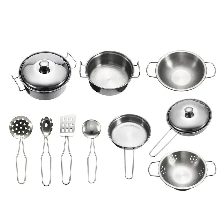 10/19/23pcs Stainless Steel Cookware Cooking Pots & Pans Toy Kitchen Playset Pretend Play House F... | Walmart (US)