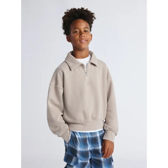 Weekend Academy Boys Fleece Quarter Zip Sweatshirt, Sizes 4-18 - Walmart.com | Walmart (US)