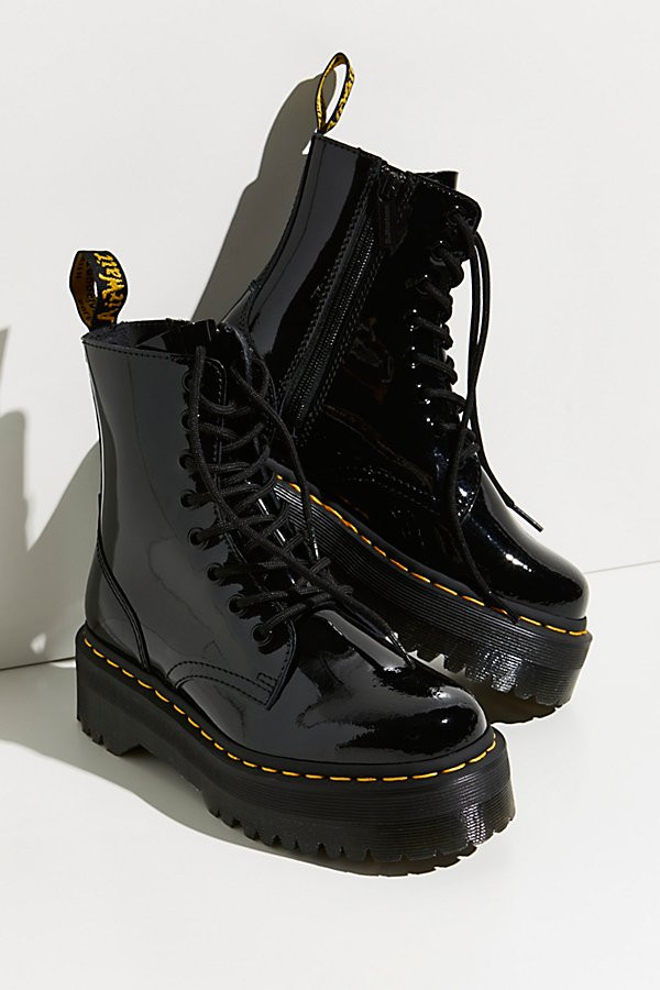Dr. Martens Jadon Patent Lace-Up Platform Boot by Dr. Martens at Free People, Black Patent, US 6 | Free People (Global - UK&FR Excluded)