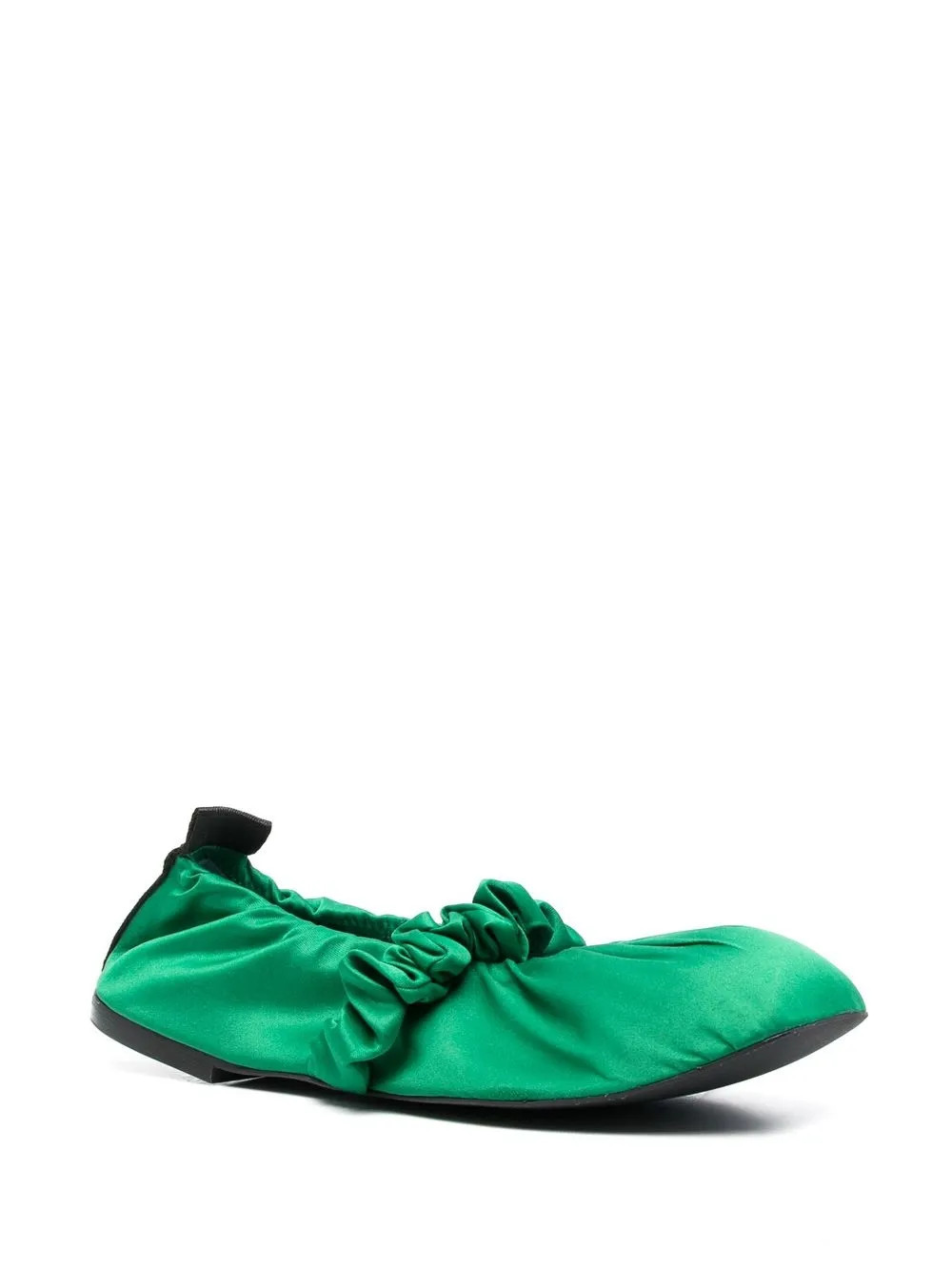 GANNI Scrunchie Satin Ballerina Shoes - Farfetch | Farfetch Global