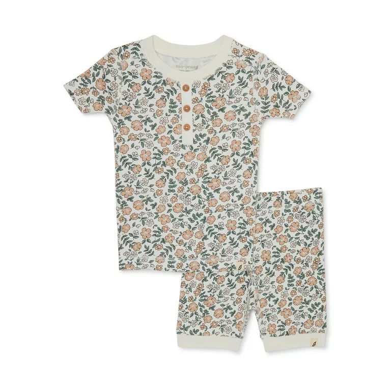 easy-peasyeasy-peasy Toddler Unisex Organic Short Sleeve Top and Shorts Pajama Set, 2-Piece, Size... | Walmart (US)