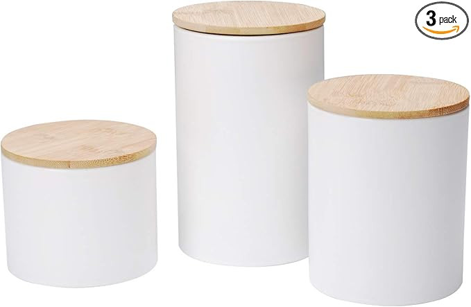 Xiteliy Ceramic Canister Set Tea Coffee Sugar Storage Pots Jars Kitchen Food Storage with Bamboo ... | Amazon (US)