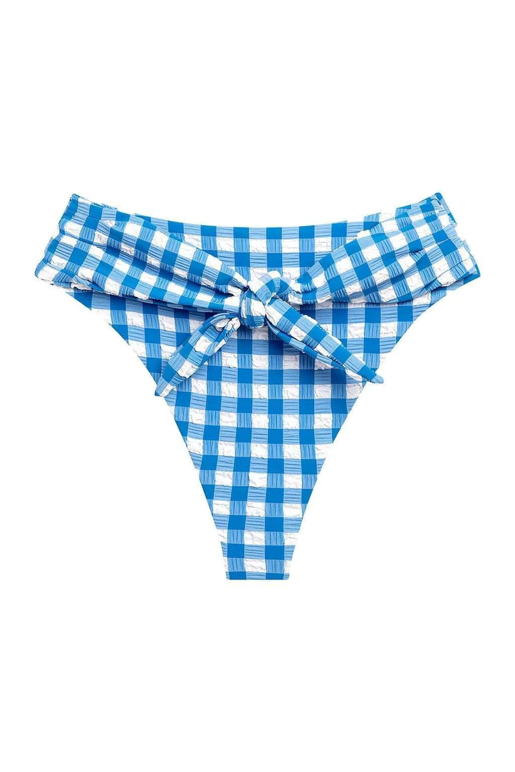 Blue Gingham Paula Tie-Up Bikini Bottom | Montce