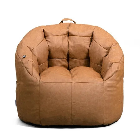 Big Joe Milano w/ Vibe Vibrating Massage Bean Bag Chair for Kids, Teens, Adults, Caramel Montana, Vegan Leather, Lightweight Seat for Reading Nook and Gaming 2.5 foot Refillable | Walmart (US)