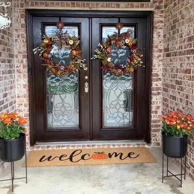 Welcome Pumpkin Doormat  Personalized Flocked Coir Mat for Fall Decor  Halloween Thanksgiving Out... | Etsy (Global)