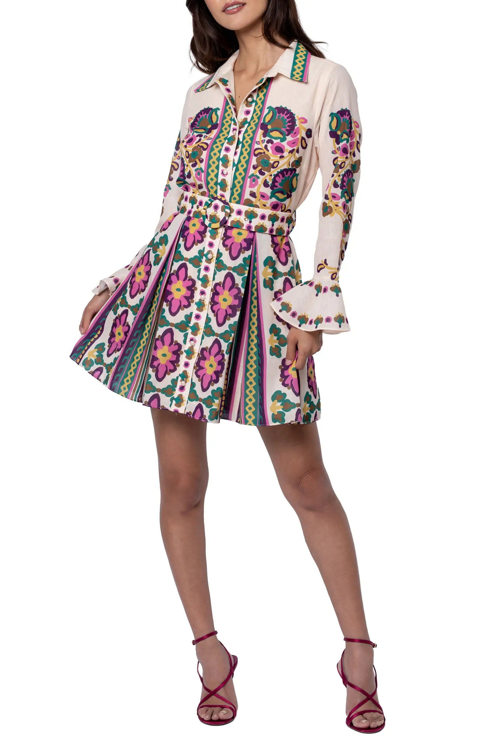 Maris Mixed Print Long Sleeve Shirtdress | Nordstrom