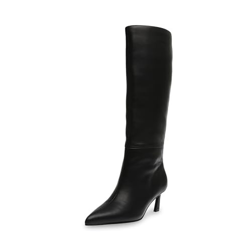 Steve Madden Women's Lavan Knee High Boot, Black Leather, 5.5 | Amazon (US)