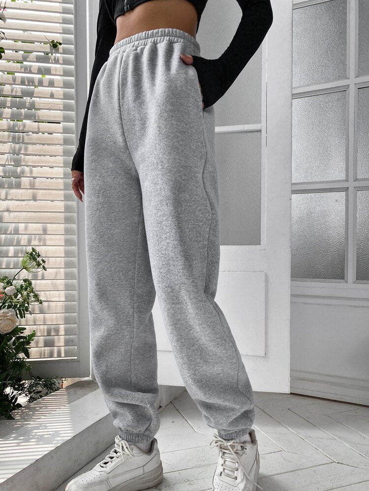 SHEIN EZwear Elastic Waist Slant Pocket Sweatpants | SHEIN