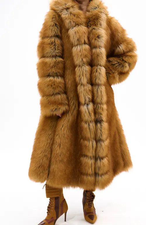 AZALEA WANG Elizabeth Faux Fur Coat in Tan at Nordstrom, Size Medium | Nordstrom