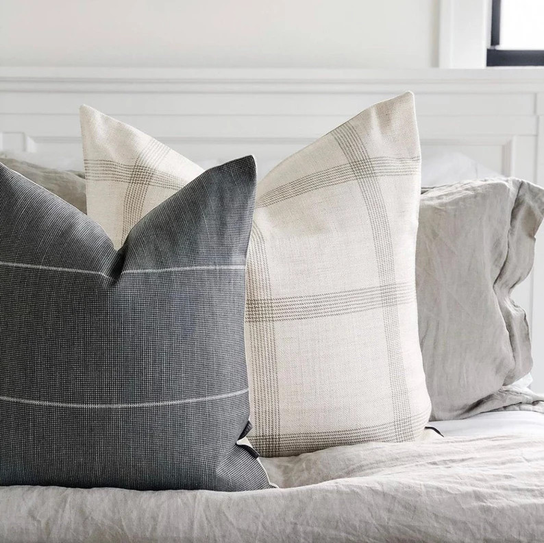 Linen Pillow Cover, Cream Linen Pillow Cover, Designer Pillow Cover, Modern Farmhouse Pillow Cove... | Etsy (US)