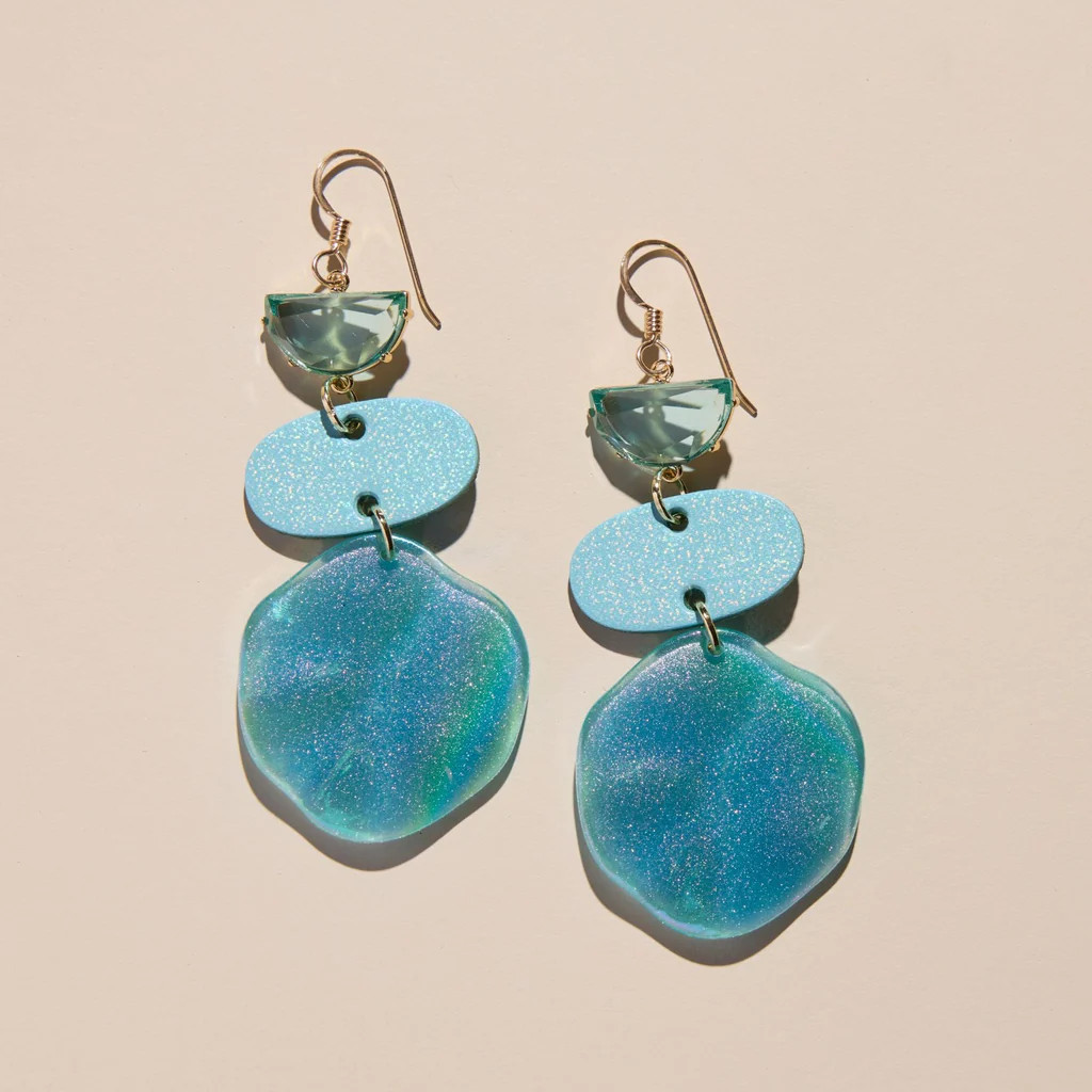 Lagoon Shimmer Cleo | Nickel and Suede