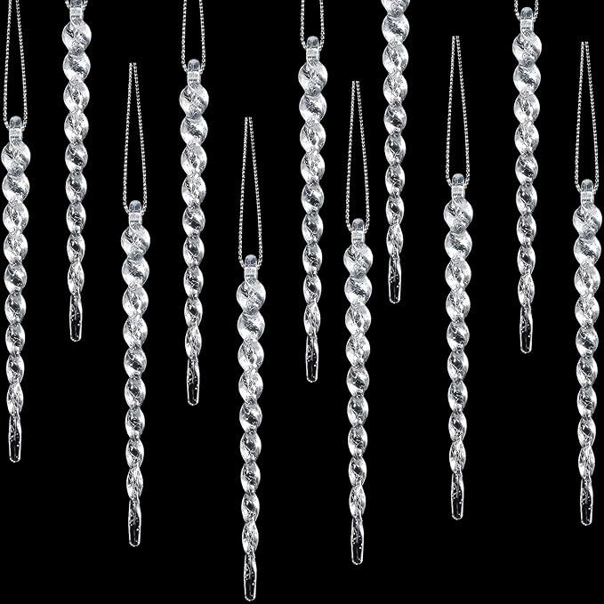 30 Pieces Plastic Icicle Twisted Plastic Icicle Christmas Ornaments Icicle Decoration Christmas T... | Amazon (US)