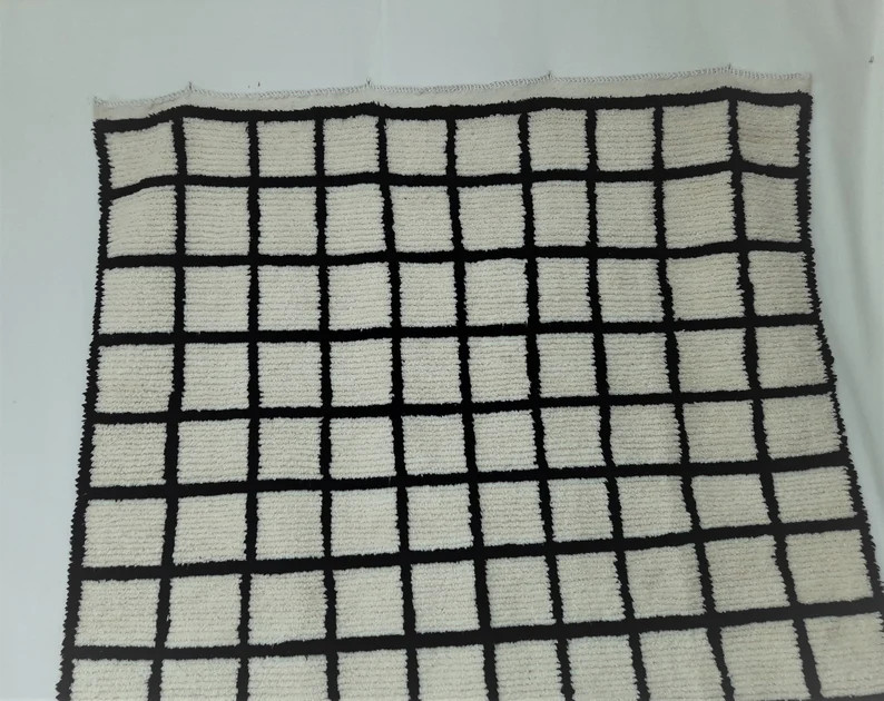 GRID RUG,MOROCCAN Rug, Handmade rug, Berber rug, Beni ouarain rug, Checkered rug, checked rug, Wh... | Etsy (US)