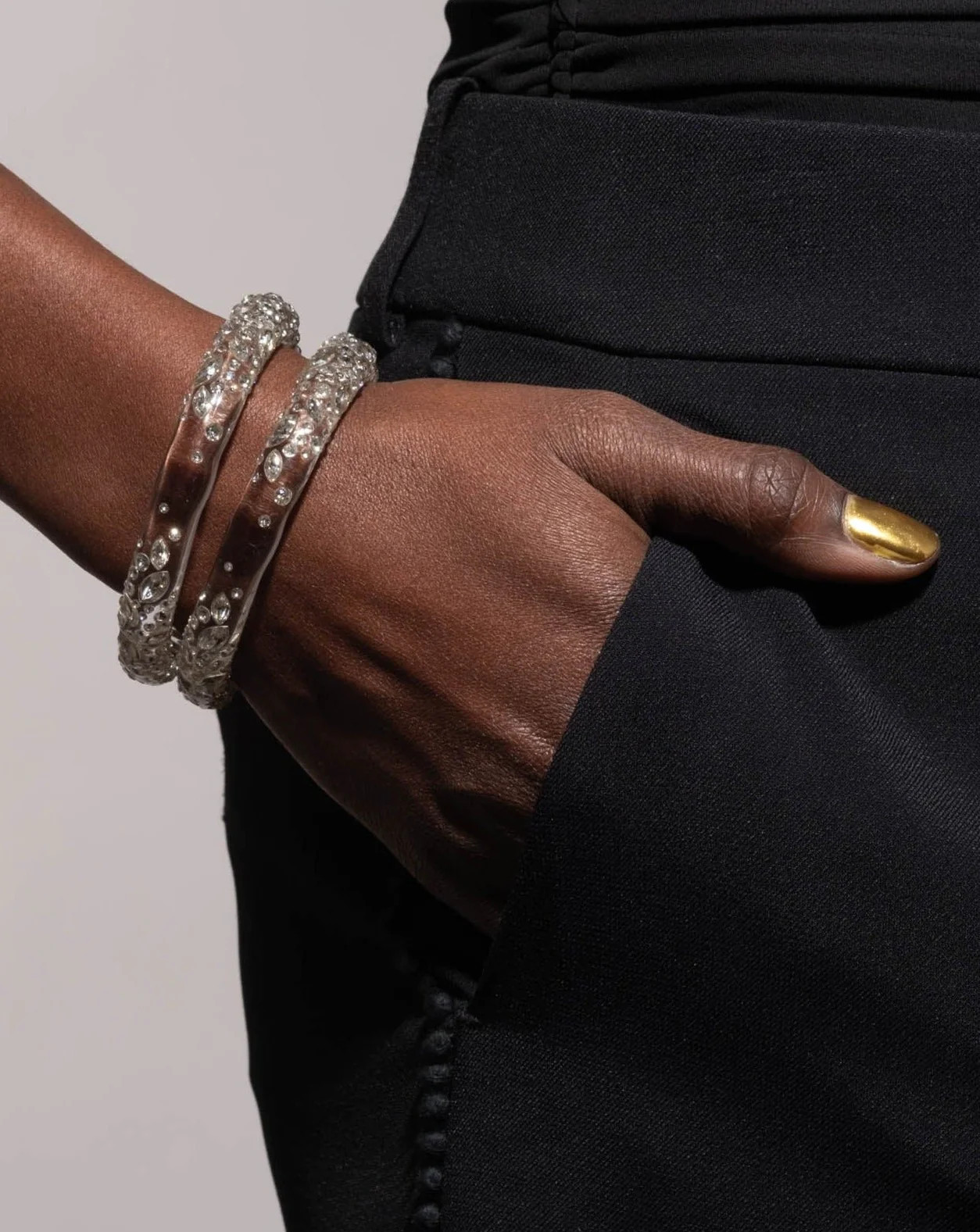 Alexis Bittar Confetti Crystal Lucite Skinny Hinge Bracelet- in Clear | Statement Jewelry from Alexis Bittar | Alexis Bittar