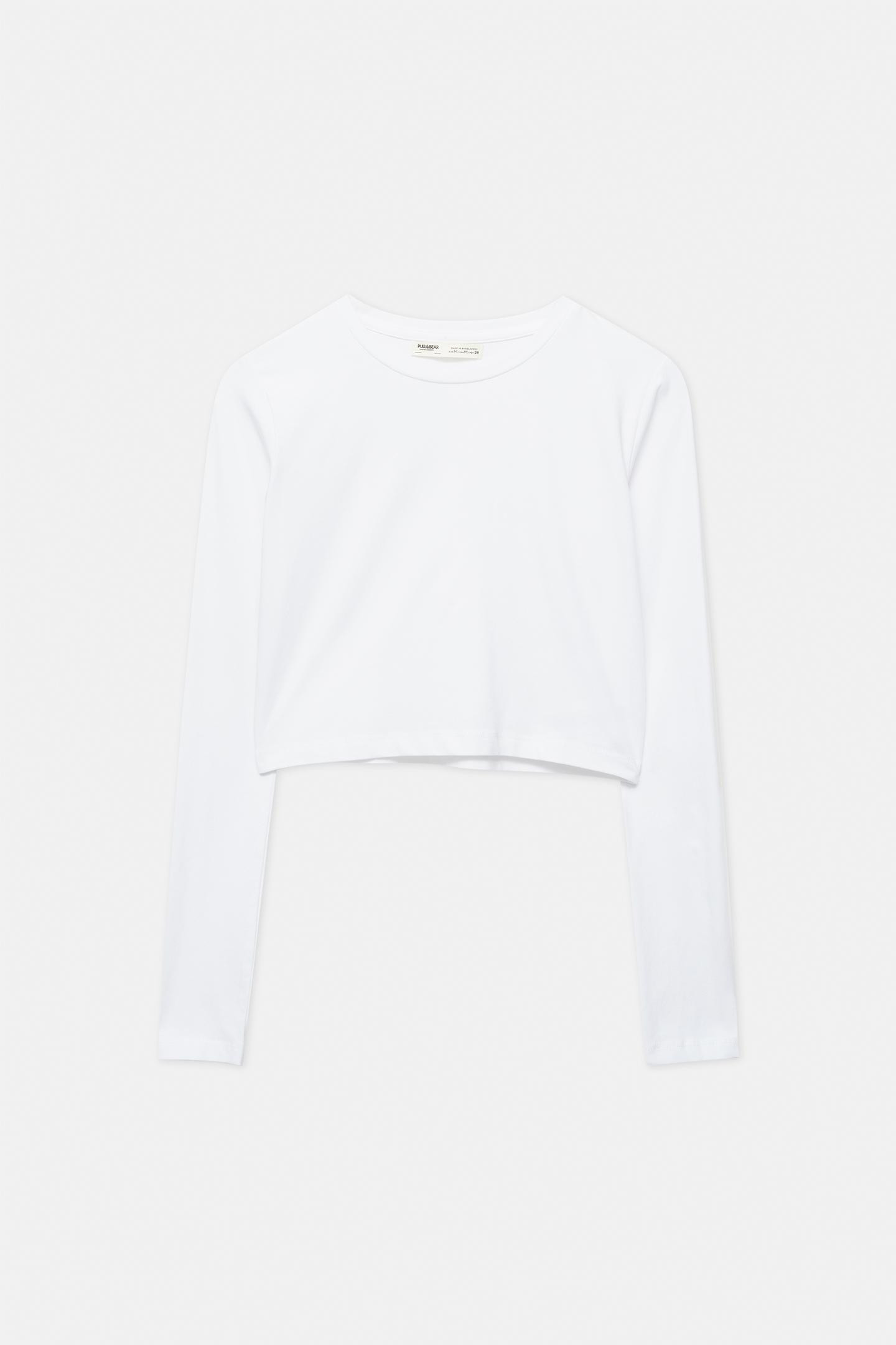 Fitted cropped long sleeve T-shirt | PULL and BEAR UK
