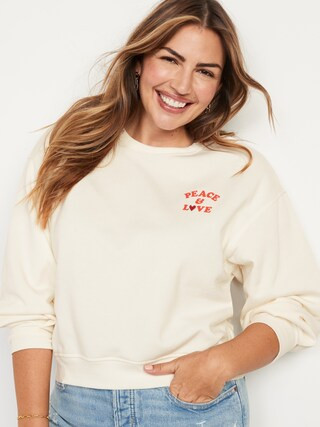 Crew-Neck Cropped Sweatshirt for Women | Old Navy (US)