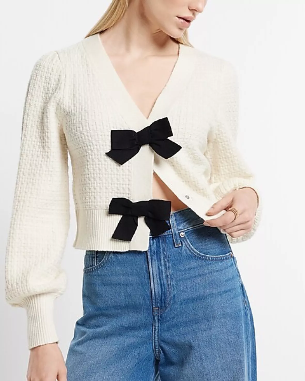 V-Neck Bow Cardigan curated on LTK
