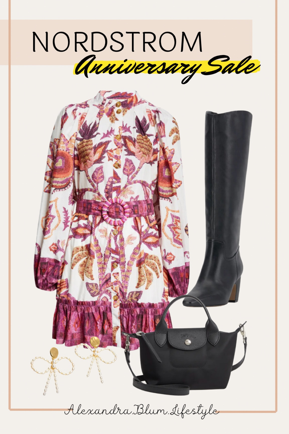 Perfect summer to fall dress that would be great for the office, weddings, or church! I paired it with black knee high boots, small crossbody black tote bag, and bow pearl earrings! Everything is on sale during the Nordstrom anniversary sale event! 

#LTKWorkwear #LTKxNSale #LTKFindsUnder100
