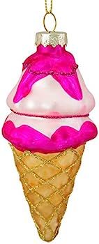 Northlight 4.25" Pink and Gold Glass Ice Cream Cone Christmas Ornament | Amazon (US)