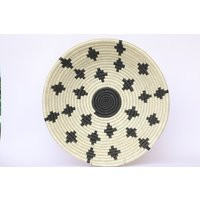 Gatata Large African Wall Basket, 12"" Woven Basket, Rwanda Baskets. Black & White | Etsy (US)