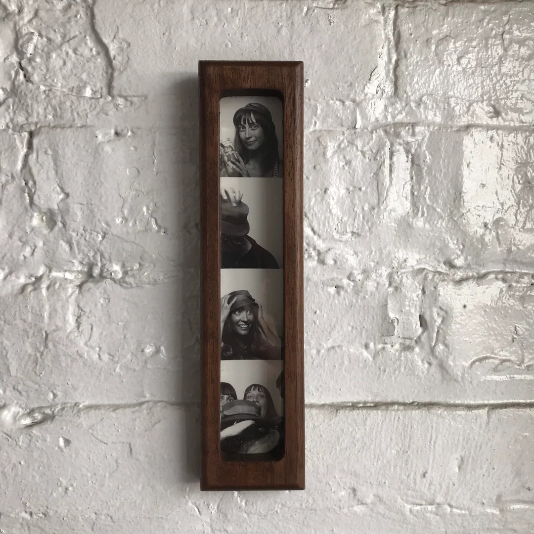 Walnut PhotoBooth Frame: MCM Magnetic Picture Strip (1.5 x 8 inches) | Etsy (US)
