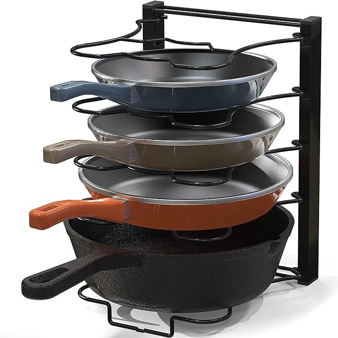 Simple Houseware Iron 5 Compartments Height Adjustable Pan Organizer, Black | Amazon (US)