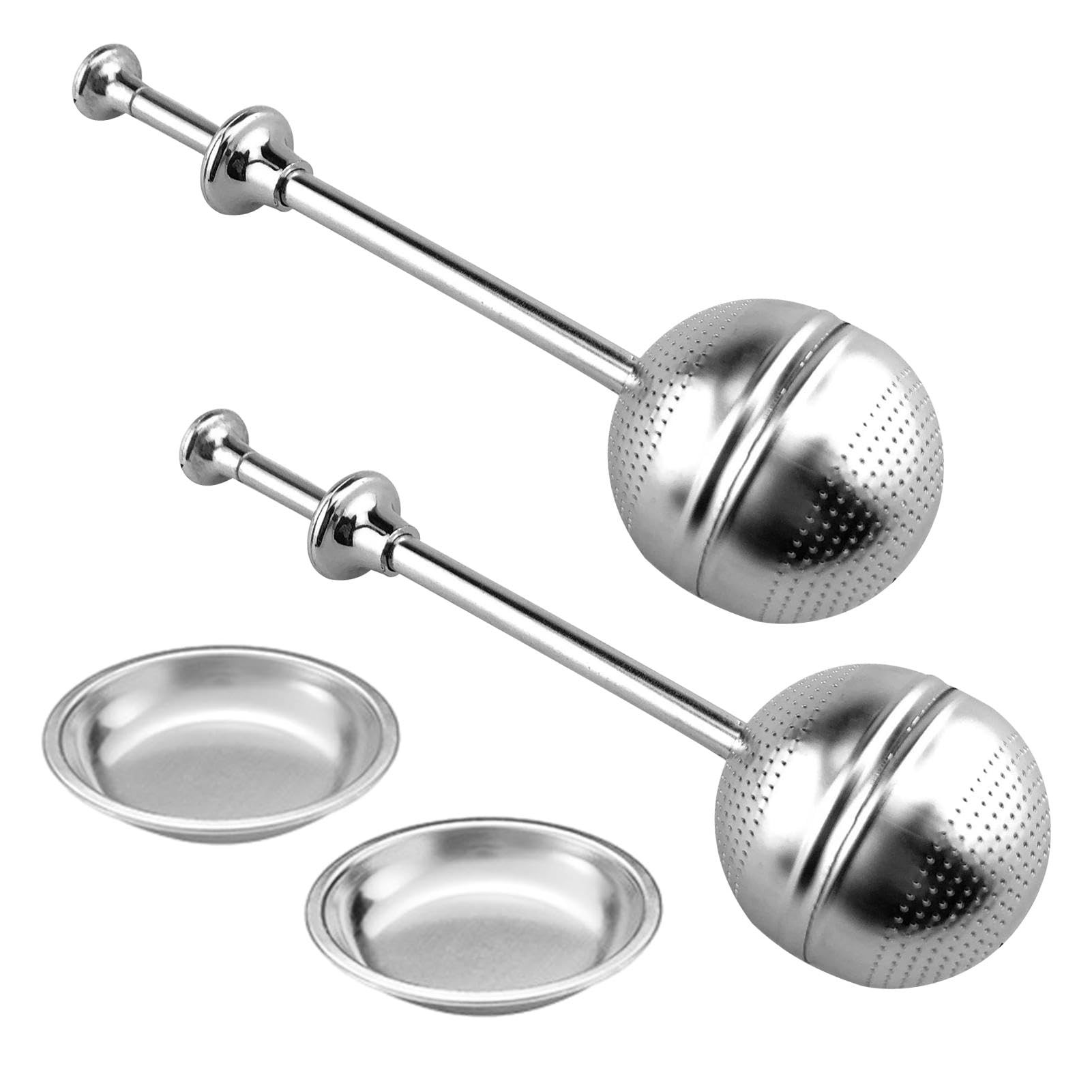 2Pcs Stainless Steel Tea Ball Infusers with 2 Trays - Reusable Fine Mesh Loose Leaf Tea Interval ... | Amazon (UK)