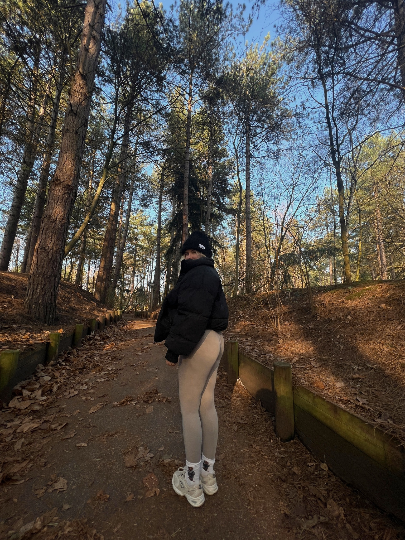 cosy transitional outfit: black ganni beanie hat, black puffer jacket, seamless beige leggings, ralph lauren bear socks and new balance 530 trainers 

#LTKfit #LTKeurope #LTKstyletip