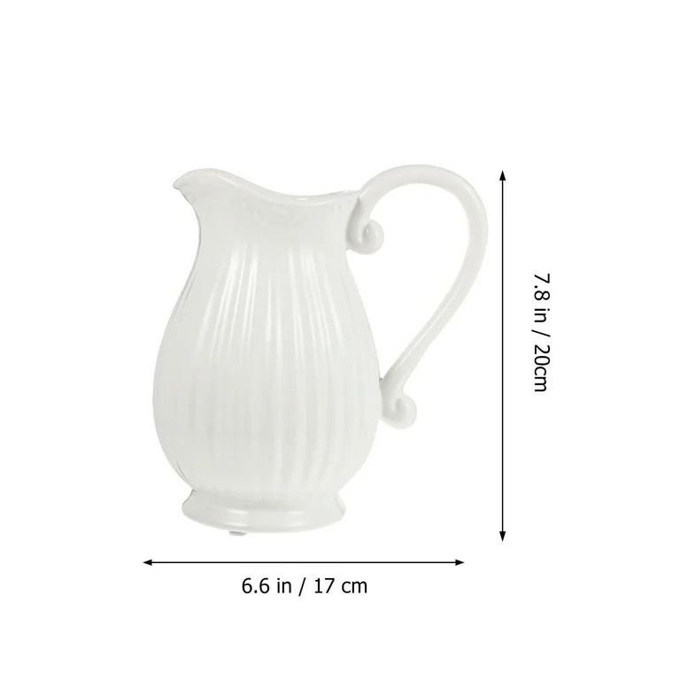 Hemoton Vase Pitcher Ceramic Flower Jug Farmhouse Decorative Home White Rustic Pottery Arranging ... | Walmart (US)