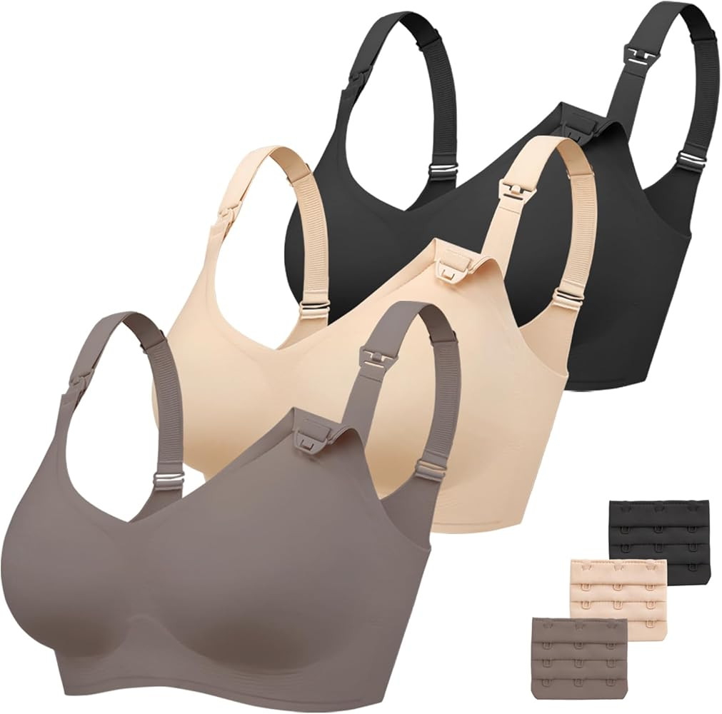 Vinfact 3 Pack Nursing Bras for Breastfeeding Comfort Maternity Bras for Pregnancy Wireless Seaml... | Amazon (US)