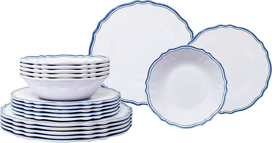Le Cadeaux 18 Piece Luxury Melamine Dinnerware Set, Service for 6, Maison | Amazon (US)