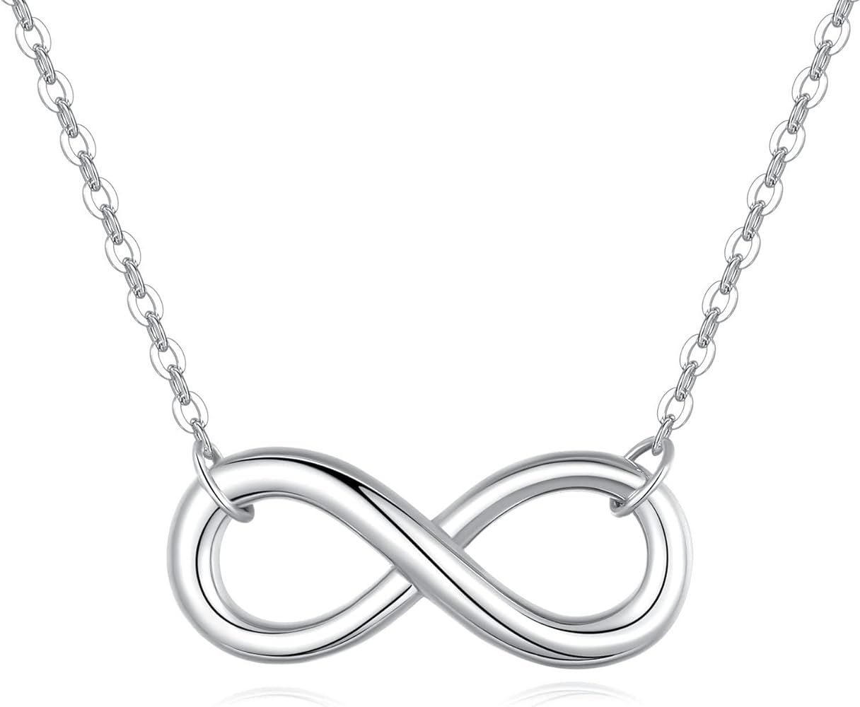 LAVISHE Rhodium Plated 925 Sterling Silver Infinity Necklaces for Women, 18 Inch | Amazon (US)