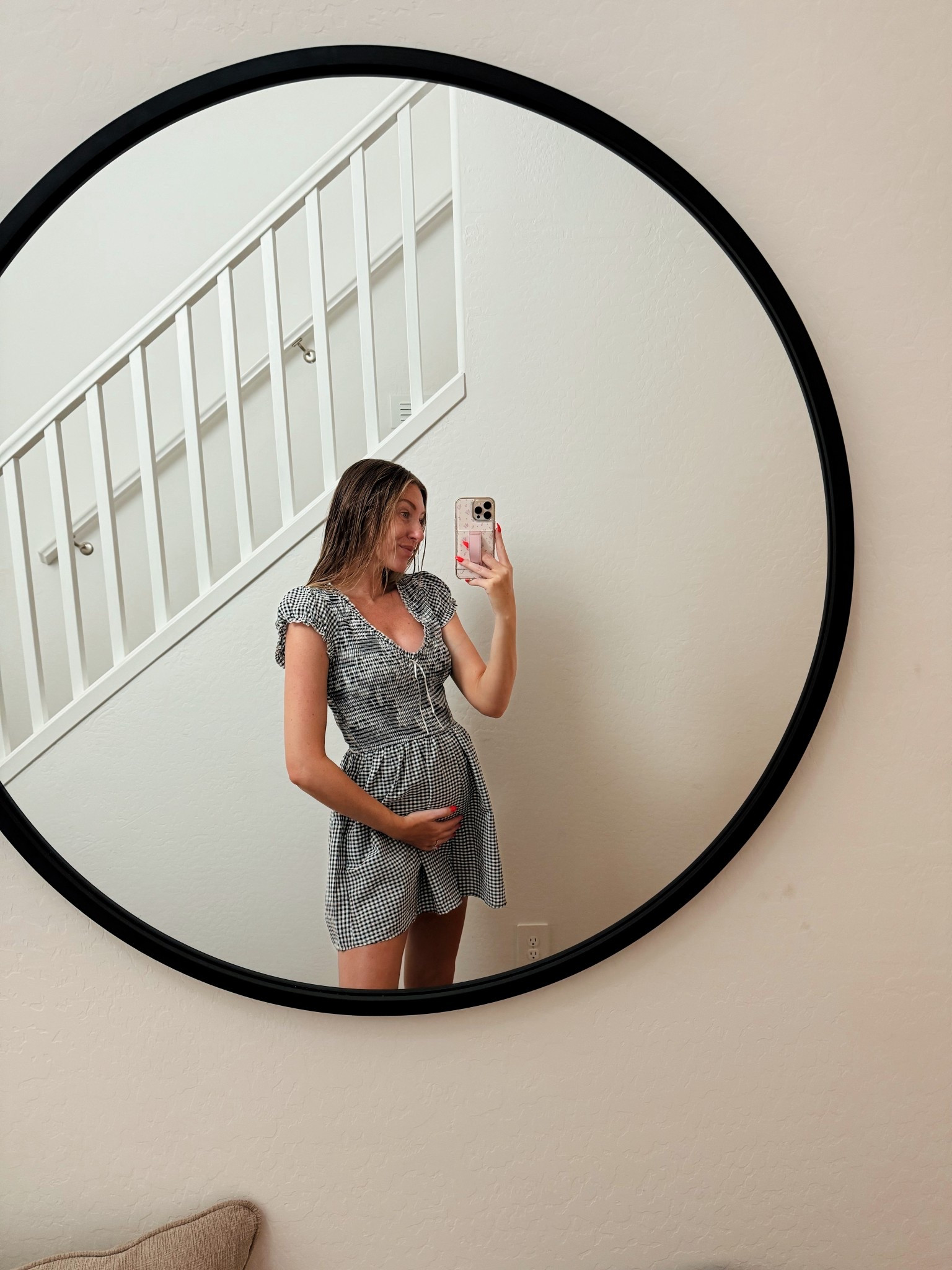 Amazon romper only $30!! Sized up to a medium for the bump (I’m 23 weeks
Pregnant). It’s super stretchy & comfy!!