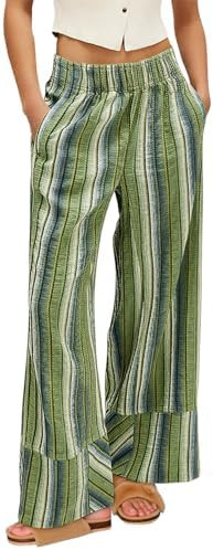 Cicy Bell Womens Wide Leg Lounge Pants Elastic High Waisted Striped Palazzo Pants Flowy Casual Be... | Amazon (US)