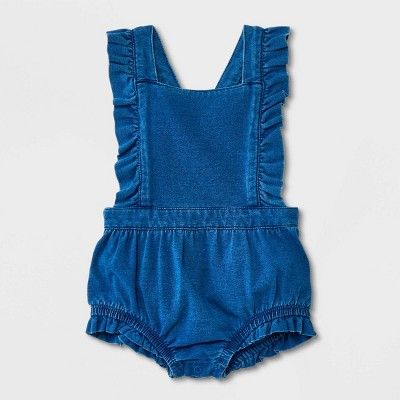 Baby Girls' Knit Denim Romper - Cat & Jack™ Blue | Target