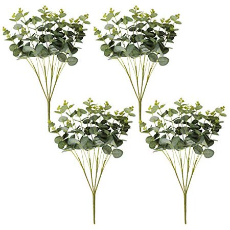 Tifuly 4 Pcs Artificial Eucalyptus Greenery Branches Stems Faux Silver Dollar Leaves Fake Plants for | Walmart (US)