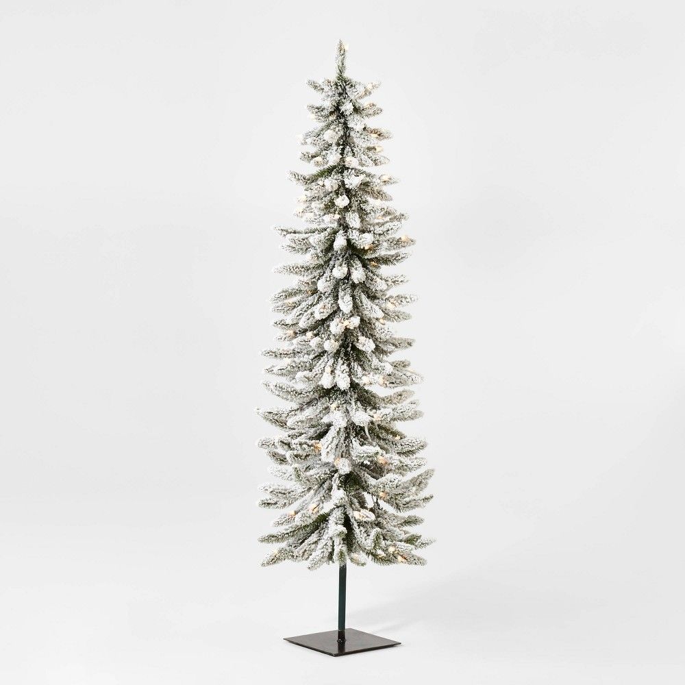 5ft Pre-lit Flocked Alpine Artificial Christmas Tree Clear Lights - Wondershop | Target