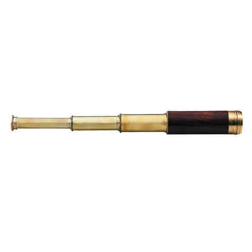 Ethan Modern Classic Wood Accented Polished Brass Telescope | Kathy Kuo Home