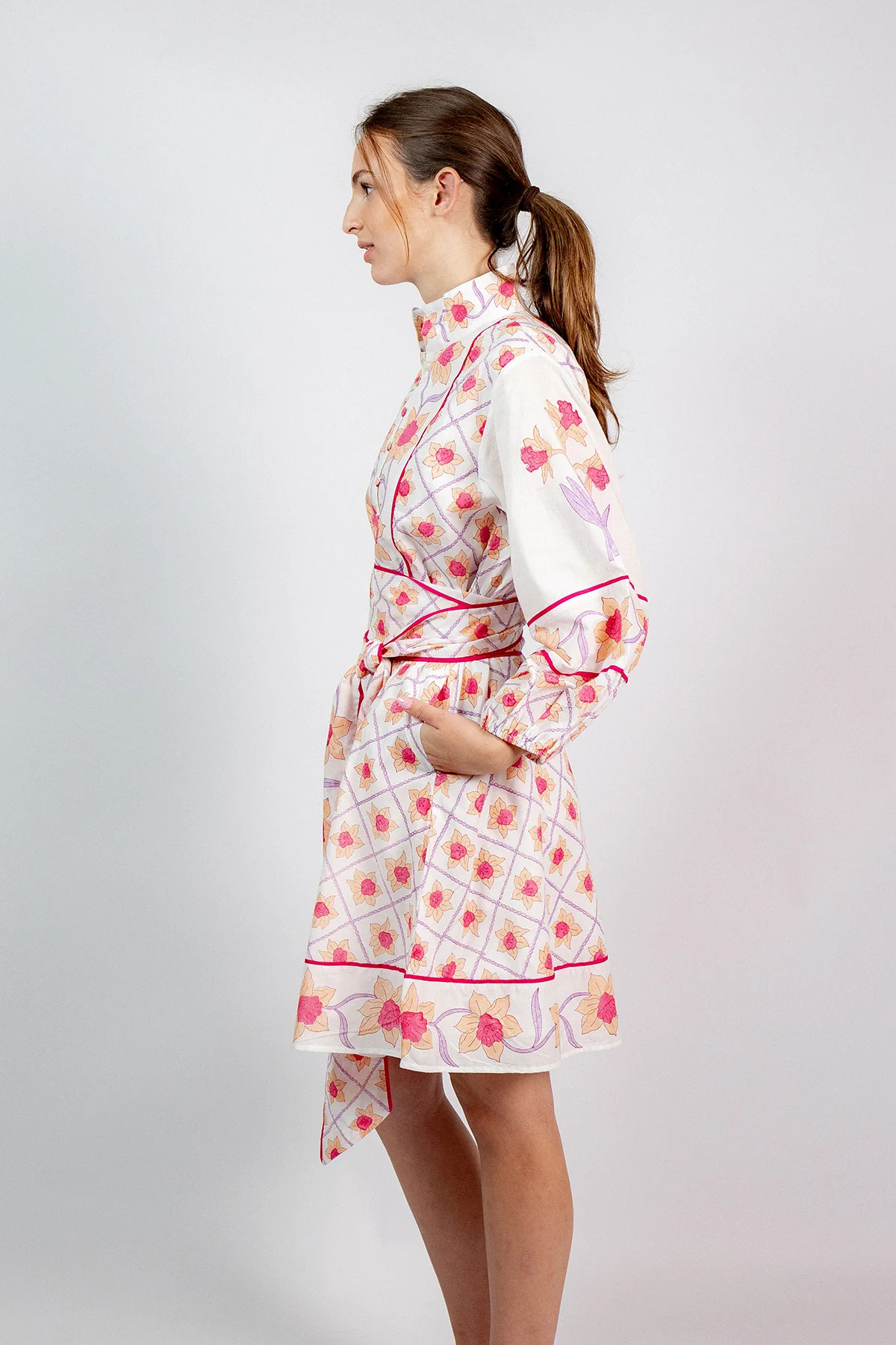 SUE SARTOR Flounce Shorty | Fuchsia/Apricot Daffodil | SUE SARTOR