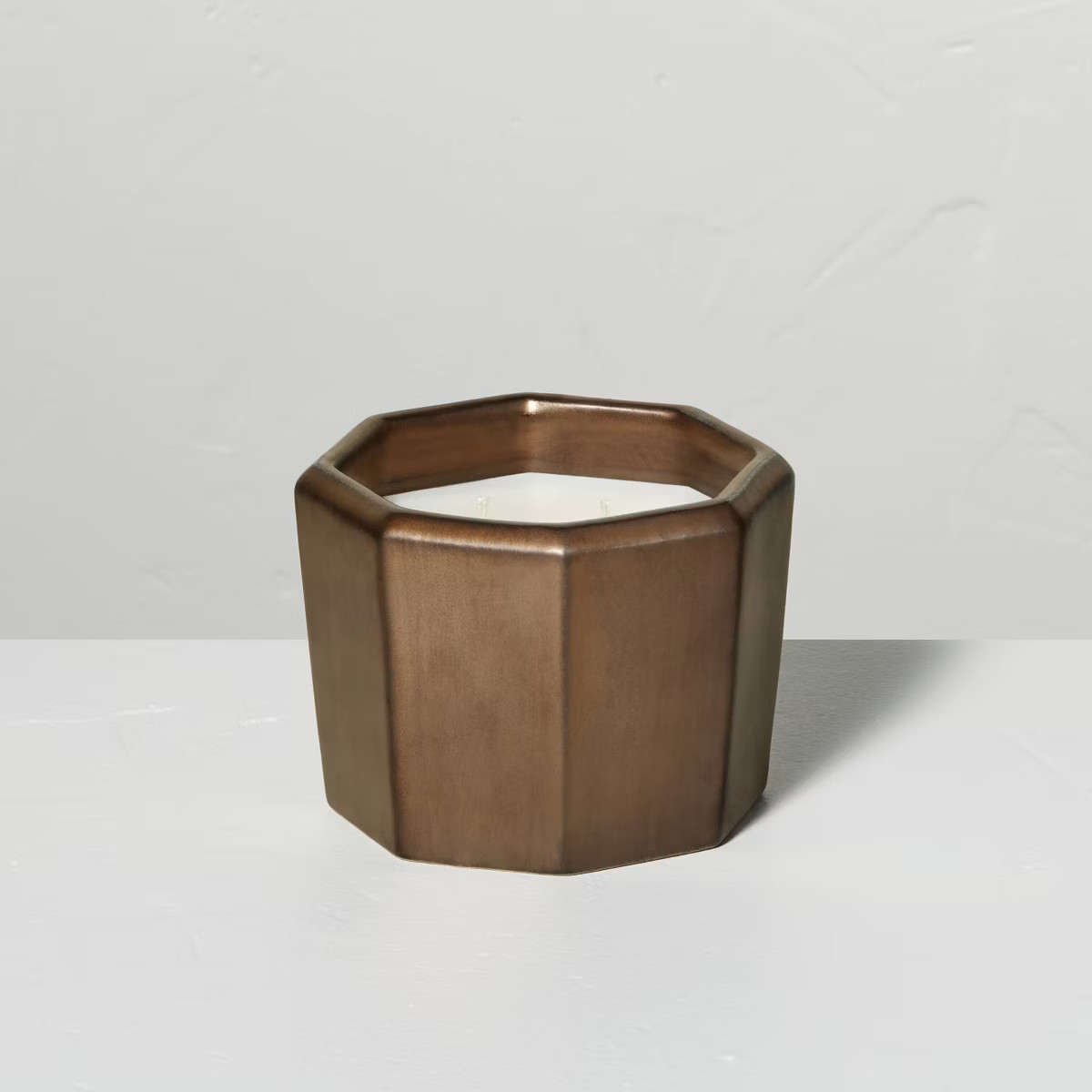 Octagonal Ceramic Salted Honey Jar Candle Metallic Bronze  - Hearth & Hand™ with Magnolia | Target