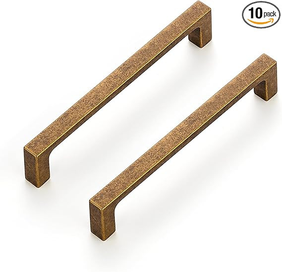 Ravinte 10 Pack Solid 5 Inch Kitchen Square Cabinet Handles Antique Brass Pulls Drawer Pulls Kitc... | Amazon (US)